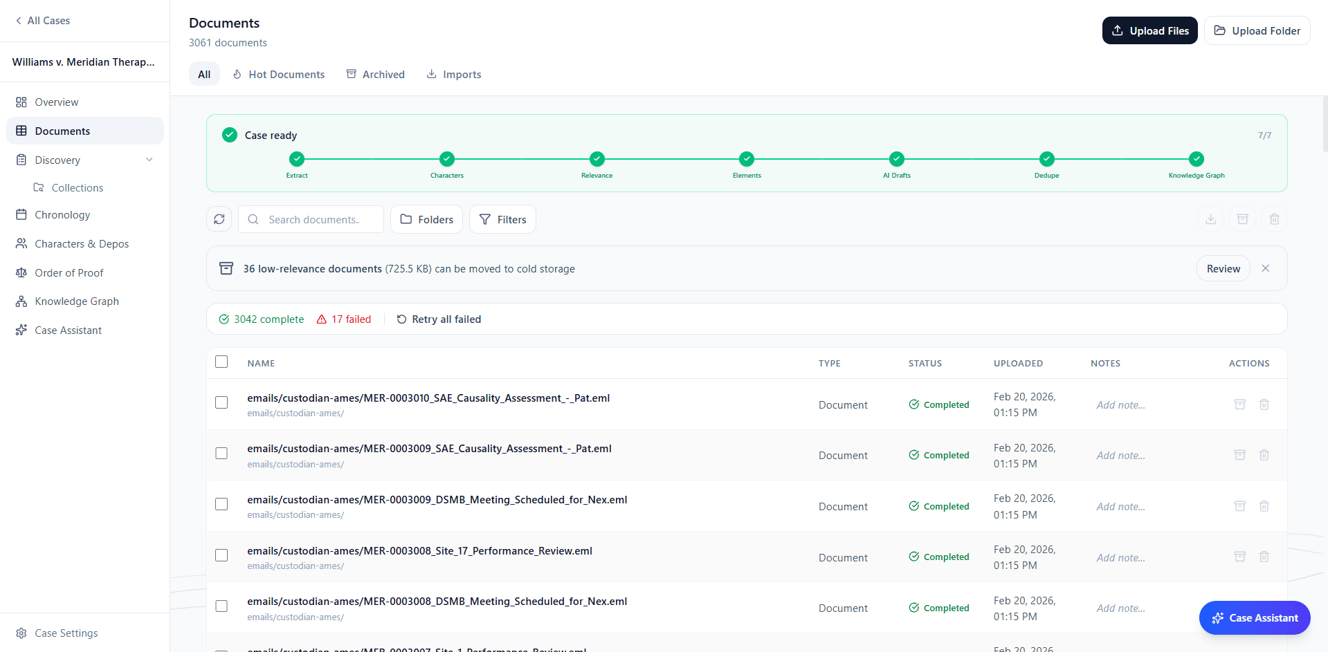 Documents view with processing pipeline